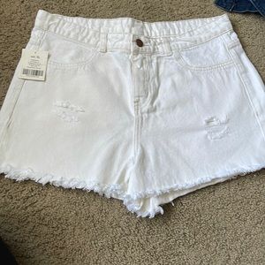 White jean shorts